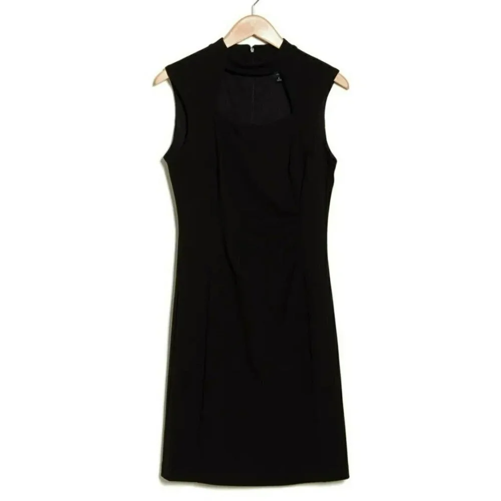 NWT TAHARI ASL Women's Mock Neck Cut Out Pleated Mini Dress - Picture 3 of 5